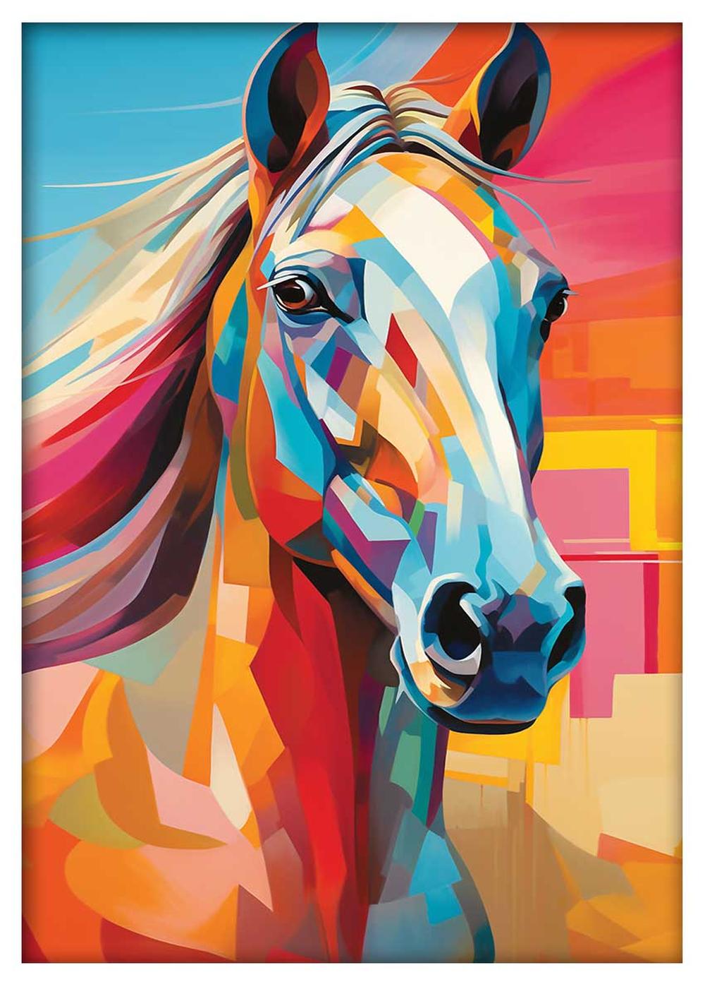 Colorful Geometric Horse Portrait Wall Art Print – T515 – AiPrintLab