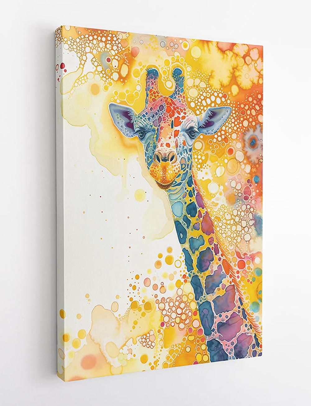 Colorful Giraffe Abstract Watercolor Poster & Canvas Wall Art – T782 – AiPrintLab