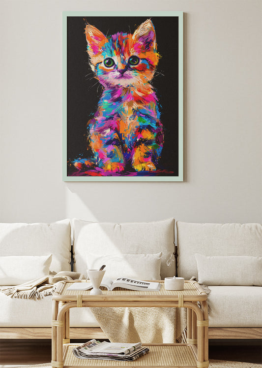 Colorful Kitten Canvas Print & Poster – Vibrant Cat Wall Art