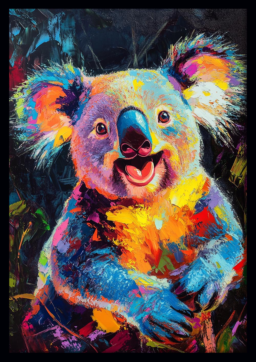 Colorful Koala Expression – Vibrant Animal Pop Art Canvas & Poster Print – T1283 – AiPrintLab