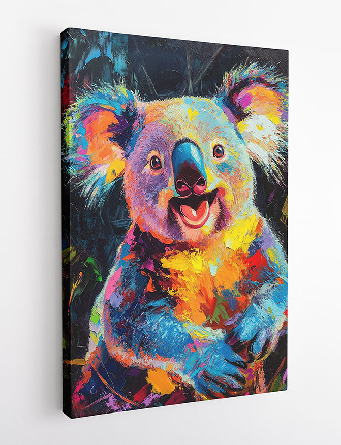 Colorful Koala Expression – Vibrant Animal Pop Art Canvas & Poster Print – T1283 – AiPrintLab