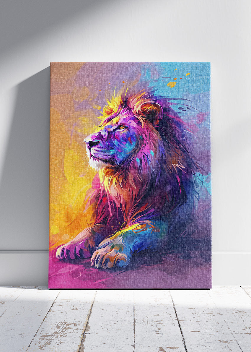 Colorful Lion Wall Art Print & Canvas – Vibrant Modern King of the Jungle Artwork