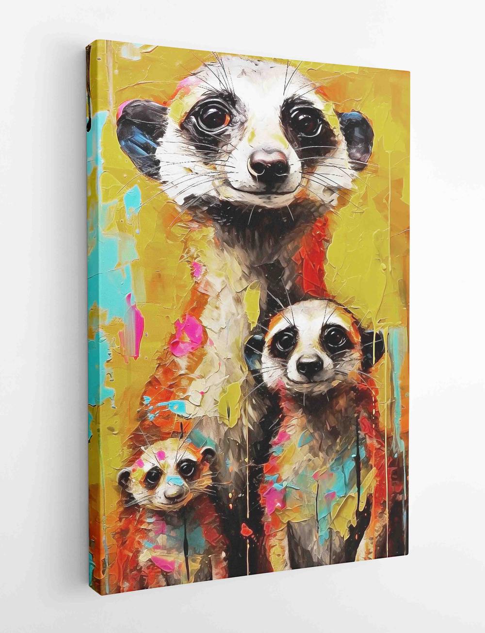 Colorful Meerkat Family Canvas Print & Poster – T491 – AiPrintLab