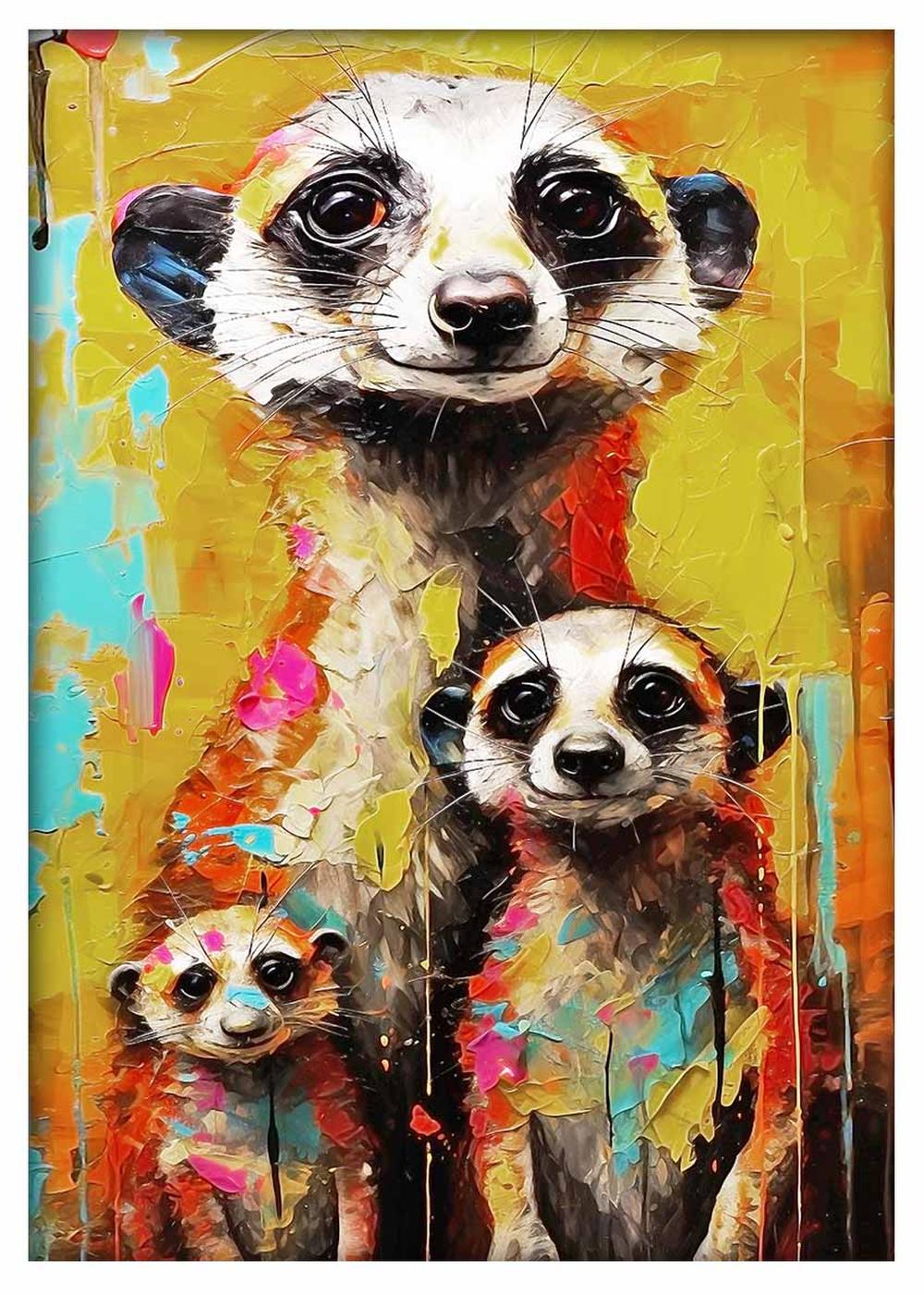 Colorful Meerkat Family Canvas Print & Poster – T491 – AiPrintLab