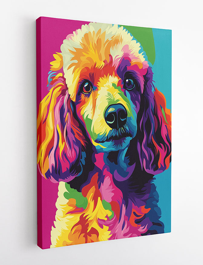 Colorful Poodle Pop Art Wall Decor – Bright Dog Canvas & Poster Print – T1396 –