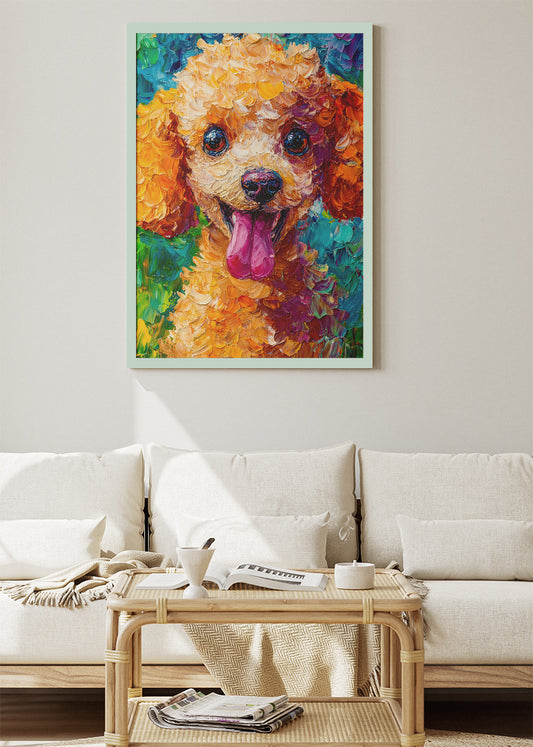 Colorful Poodle Wall Art Print & Canvas – Textured Modern Dog Portrait