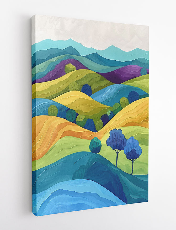 Colorful Rolling Hills – Abstract Landscape Canvas & Poster Wall Art – T1217 – AiPrintLab