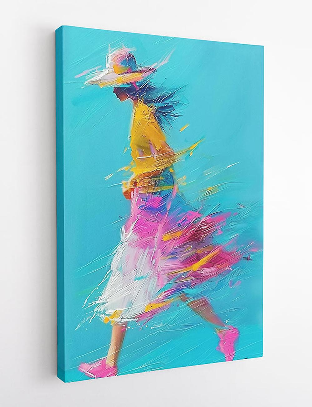 Colorful Running Woman Abstract Canvas Art & Poster – T765 – AiPrintLab