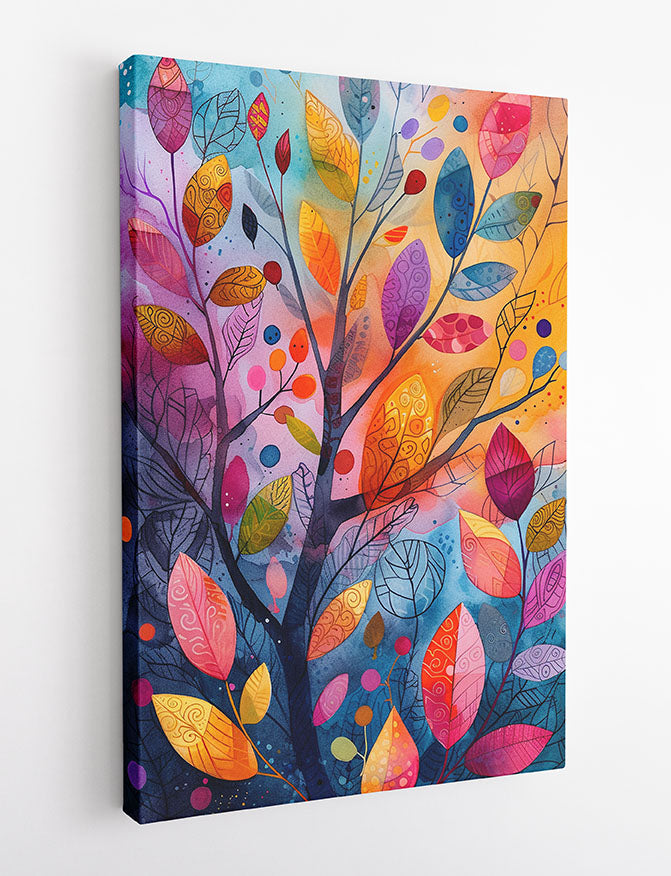Colorful Tree of Life – Abstract Watercolor Canvas Wall Art – T959 – AiPrintLab