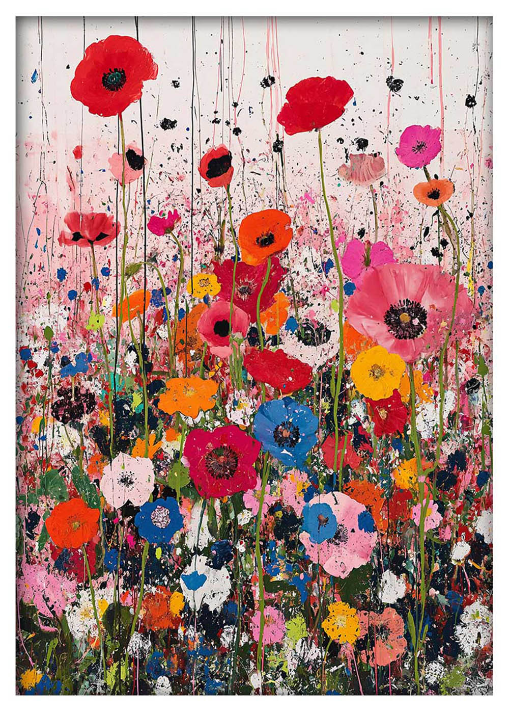 Colorful Wildflower Field – Abstract Floral Canvas Wall Art Print – T971 – AiPrintLab
