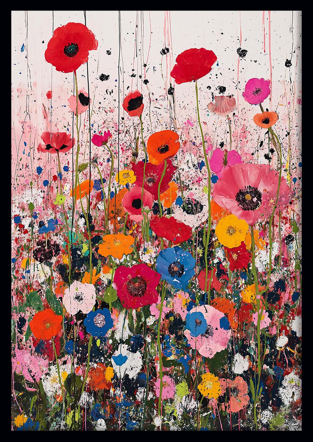 Colorful Wildflower Field – Abstract Floral Canvas Wall Art Print – T971 – AiPrintLab