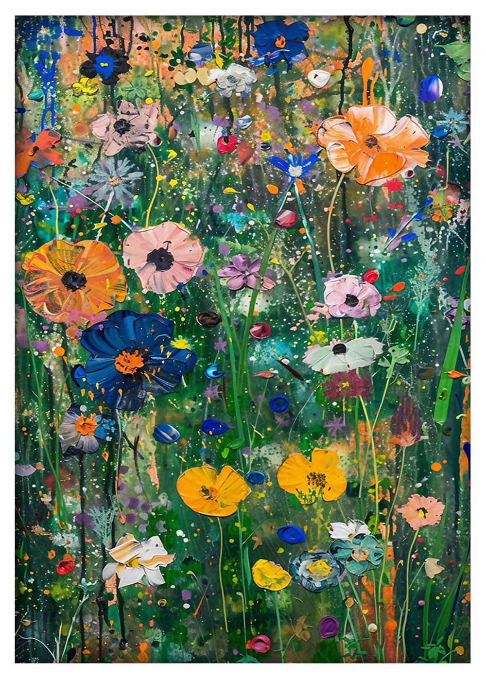Colorful Wildflower Garden Abstract – Vibrant Floral Poster & Canvas Wall Art – T912 – AiPrintLab