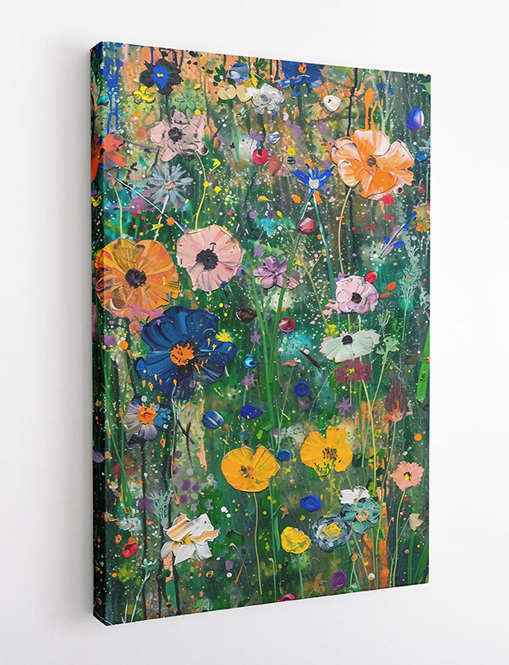 Colorful Wildflower Garden Abstract – Vibrant Floral Poster & Canvas Wall Art – T912 – AiPrintLab