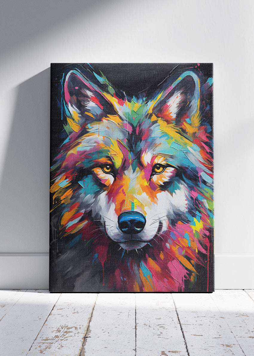 Colorful Wolf Canvas Print & Poster – Vibrant Wildlife Wall Art