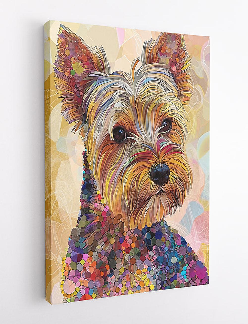 Colorful Yorkie Portrait Canvas Art & Poster – T628 – AiPrintLab
