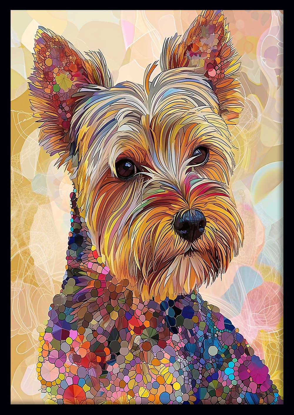 Colorful Yorkie Portrait Canvas Art & Poster – T628 – AiPrintLab