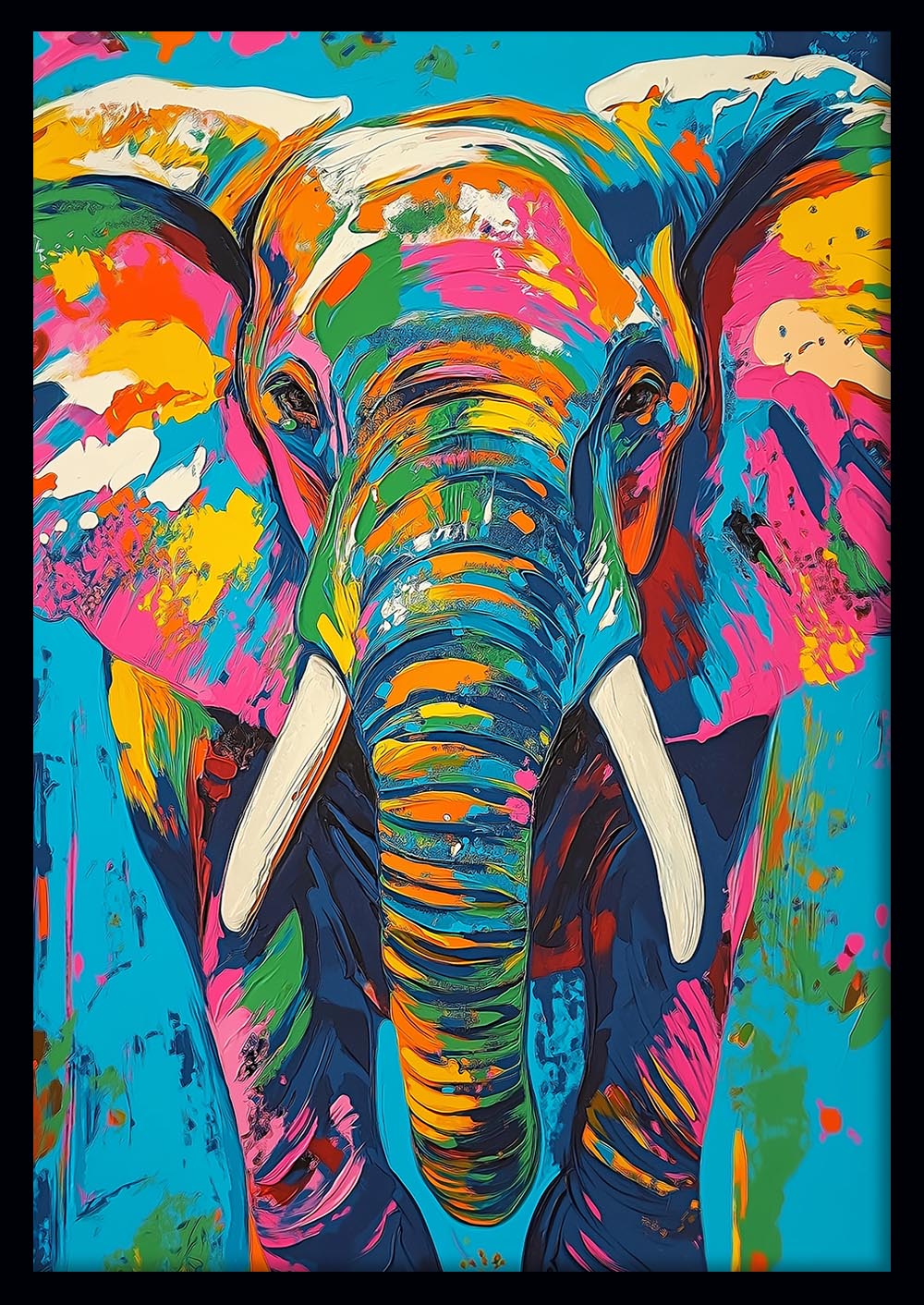 Colorful Elephant Canvas Wall Art & Poster Print | Modern Abstract Wildlife Painting – T1322 – AiPrintlab 1
