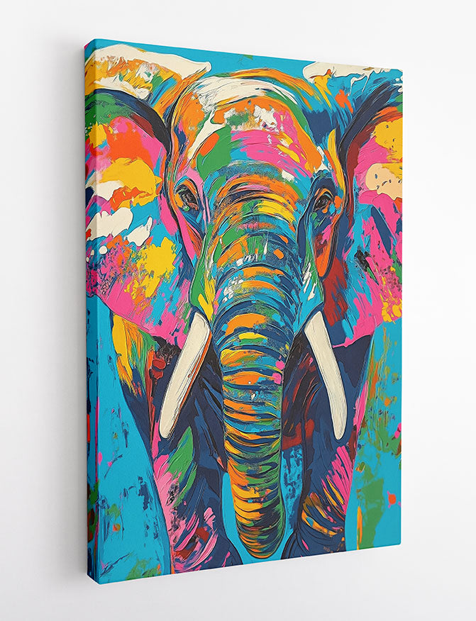 Colorful Elephant Canvas Wall Art & Poster Print | Modern Abstract Wildlife Painting – T1322 – AiPrintlab 2