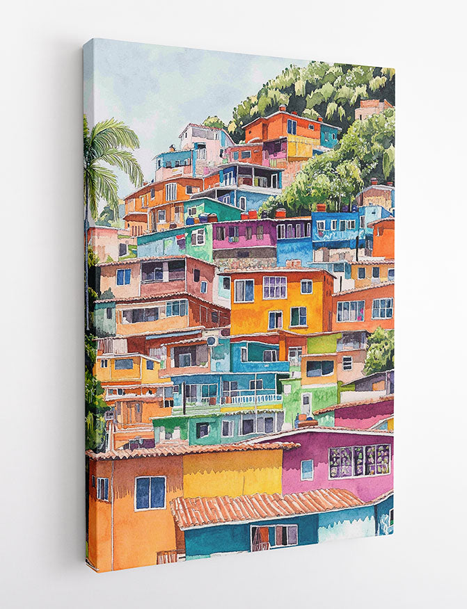 Colorful Hillside Houses Canvas Wall Art & Poster Print | Vibrant Favela-Inspired Architecture – T1321 – AiPrintlab 2