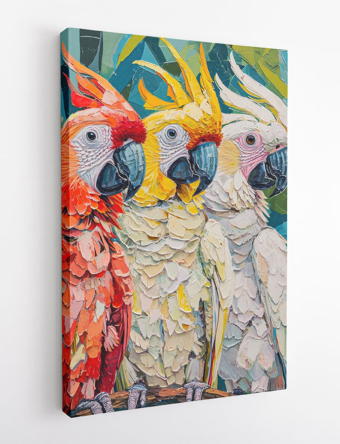 Colorful Parrots Canvas Wall Art & Poster Print | Tropical Bird Mosaic Painting – T1348 – Aiprintlab 2