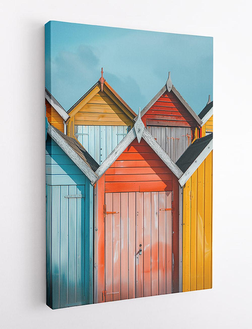 Colourful Beach Huts Coastal Wall Art Canvas Print & Poster – T675 – AiPrintLab