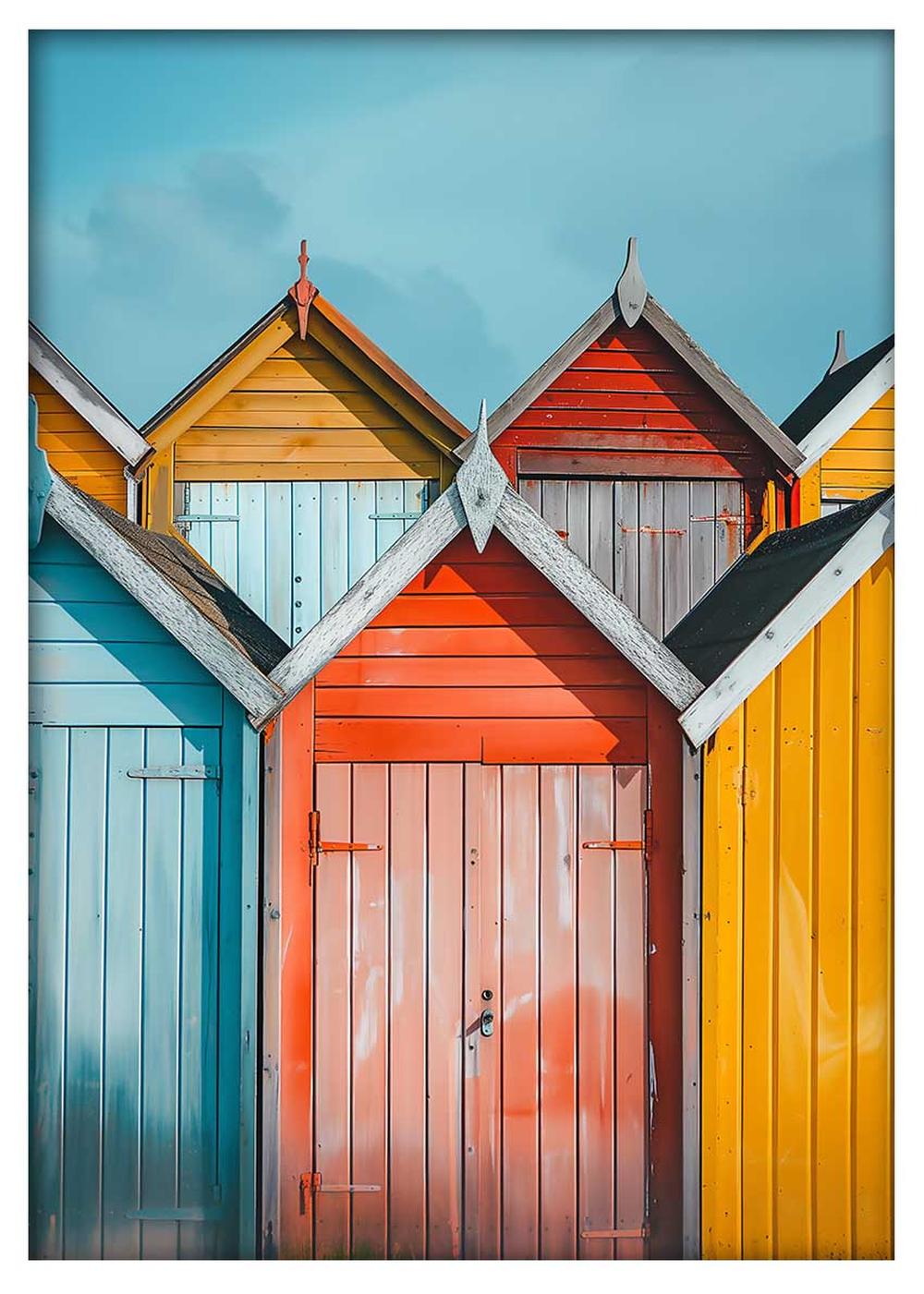 Colourful Beach Huts Coastal Wall Art Canvas Print & Poster – T675 – AiPrintLab