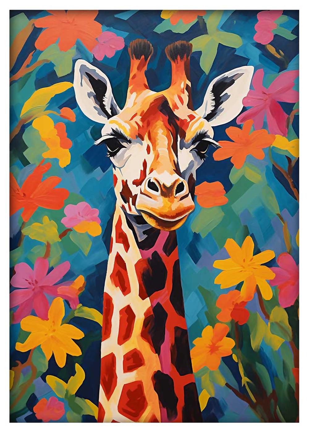 Colourful Giraffe Jungle Canvas Print & Poster – T497 – AiPrintLab