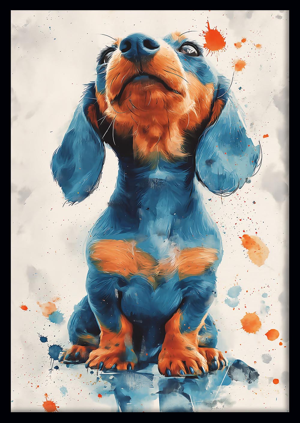 Confident Blue Dachshund Pop Art – Colorful Dog Canvas & Poster Wall Art – T911 – AiPrintLab