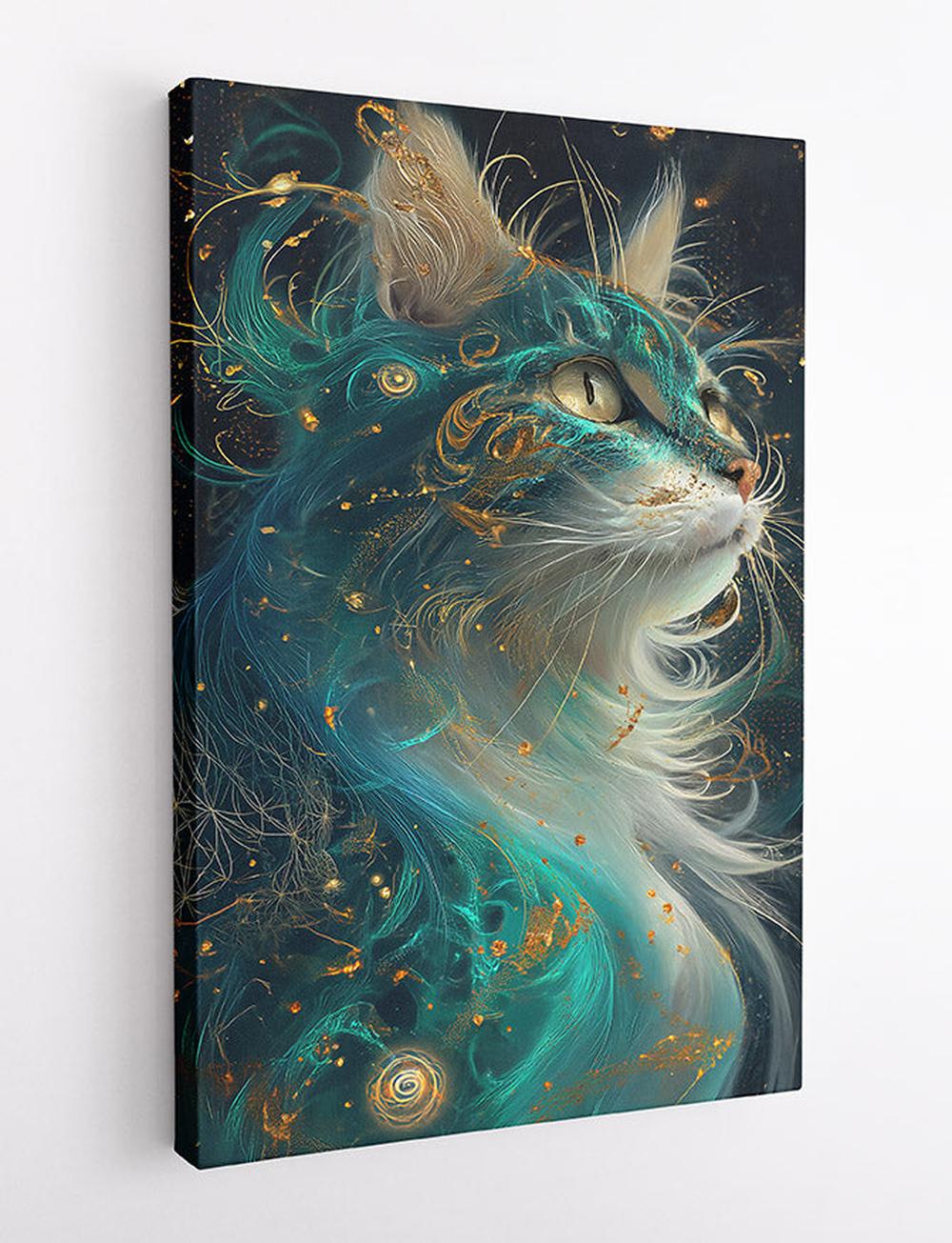 Cosmic Cat Fantasy Canvas Art & Poster – T660 – AiPrintLab