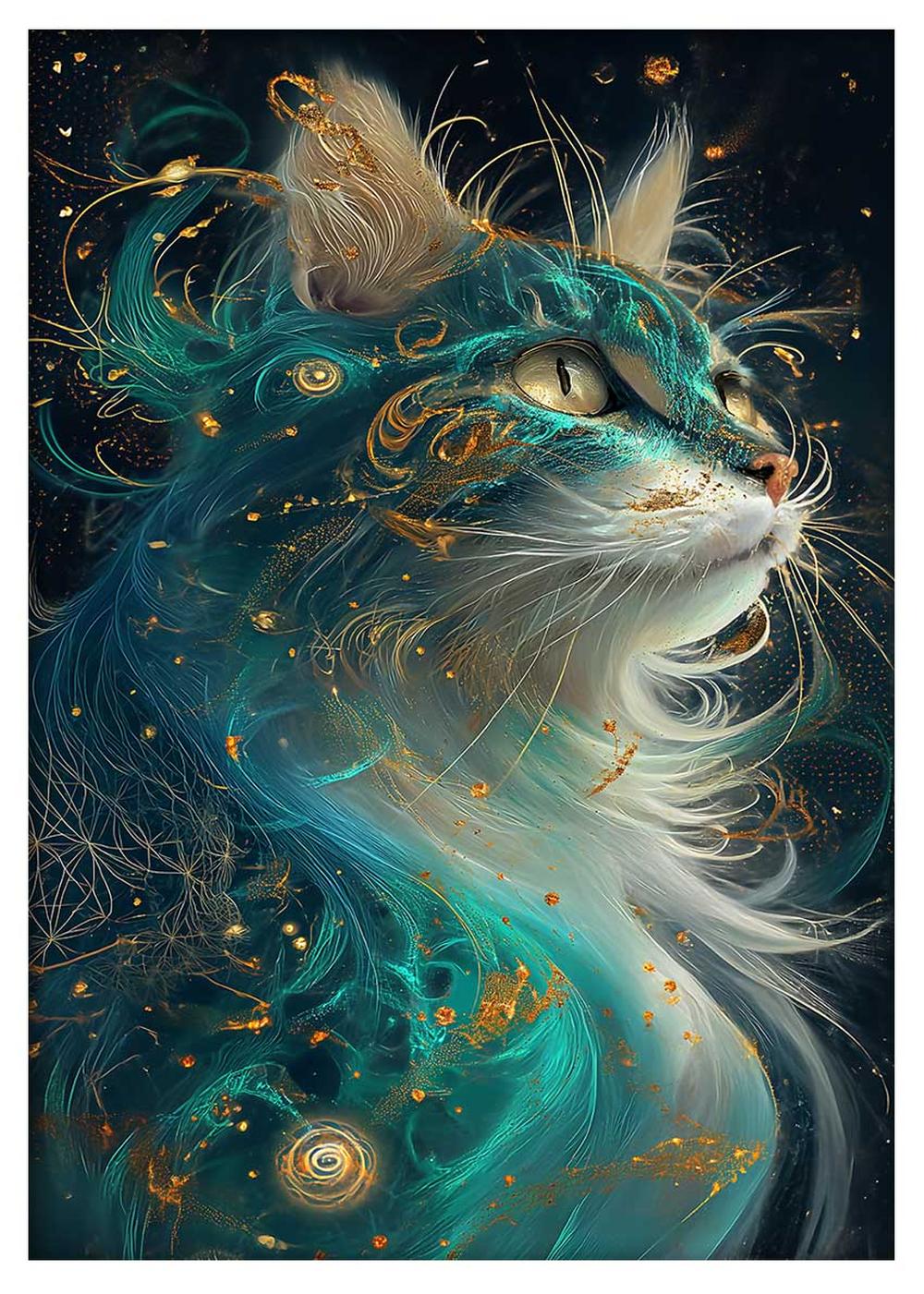 Cosmic Cat Fantasy Canvas Art & Poster – T660 – AiPrintLab