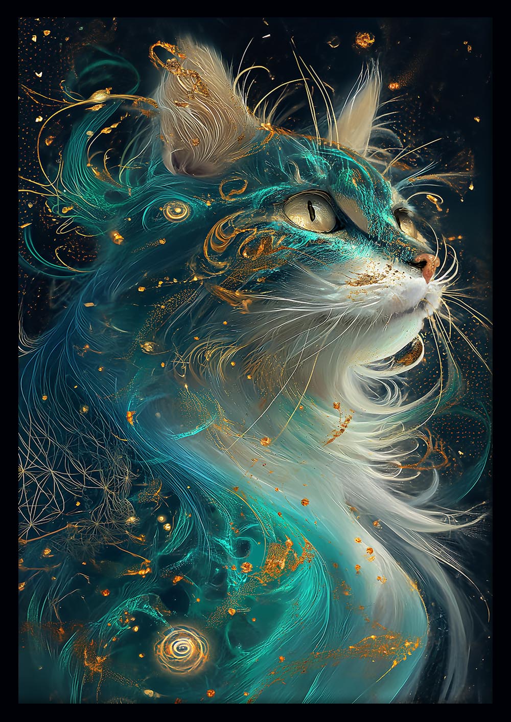 Cosmic Cat Fantasy Canvas Art & Poster – T660 – AiPrintLab