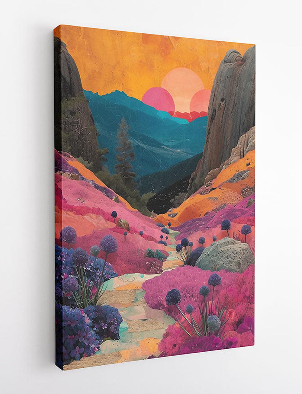 Cosmic Valley Bloom – Surreal Landscape Canvas & Poster Art – T802 – AiPrintLab