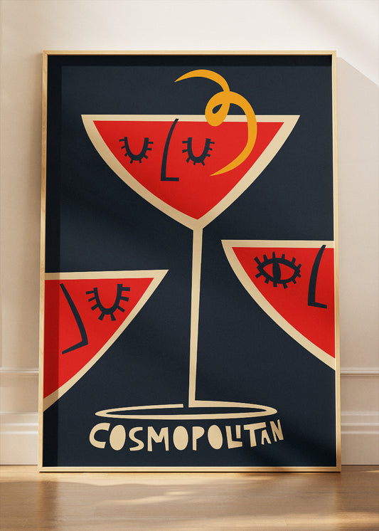 Cosmopolitan Art Deco Cocktail Poster & Canvas Print | Bold Modern Bar Wall Art