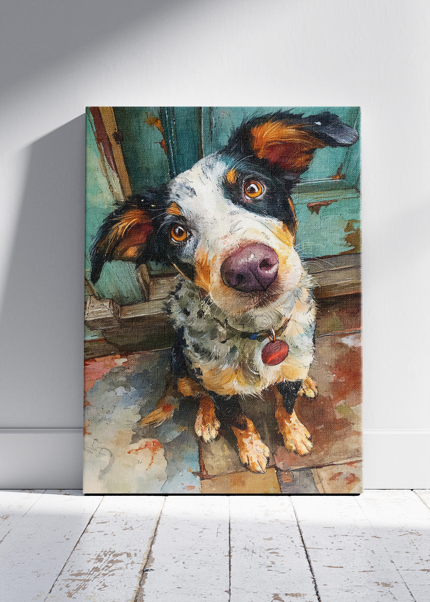 Cute Dog Portrait Watercolor Canvas & Poster Print – AI PRINT LAB