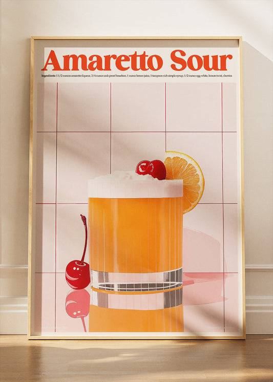 Amaretto Sour Poster & Canvas Print | Modern Cocktail Wall Art