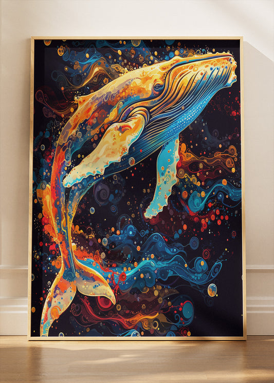 Abstract Whale Art Print & Canvas – Colorful Humpback Whale Wall Art