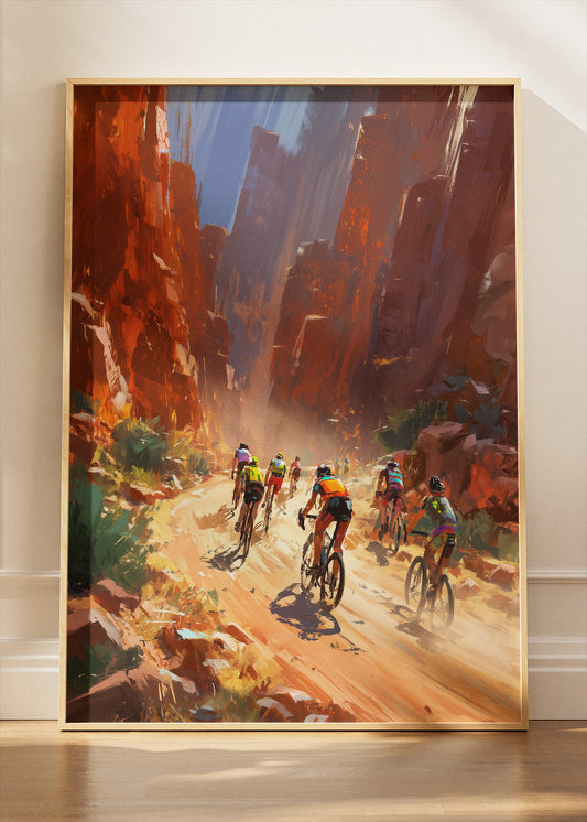 Canyon Cycling Art Print & Canvas – Dynamic Group Cycling Wall Art