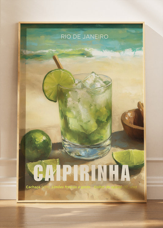 Caipirinha Cocktail Poster & Canvas Print | Rio de Janeiro Beach Bar Wall Art