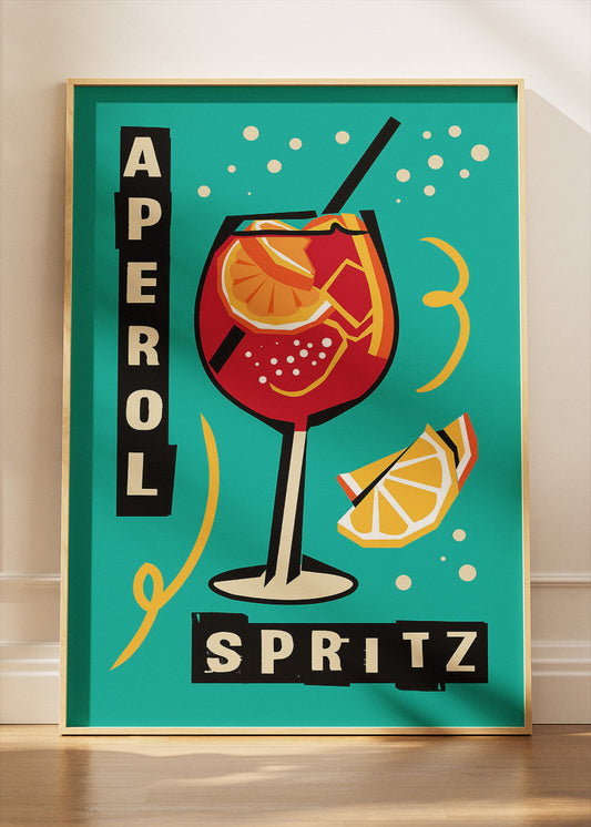Aperol Spritz Modern Retro Poster & Canvas Print | Bold Italian Cocktail Wall Art