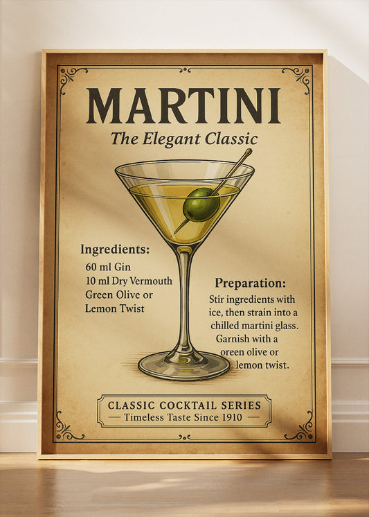 Martini – The Elegant Classic Poster & Canvas Print | Vintage Cocktail Wall Art