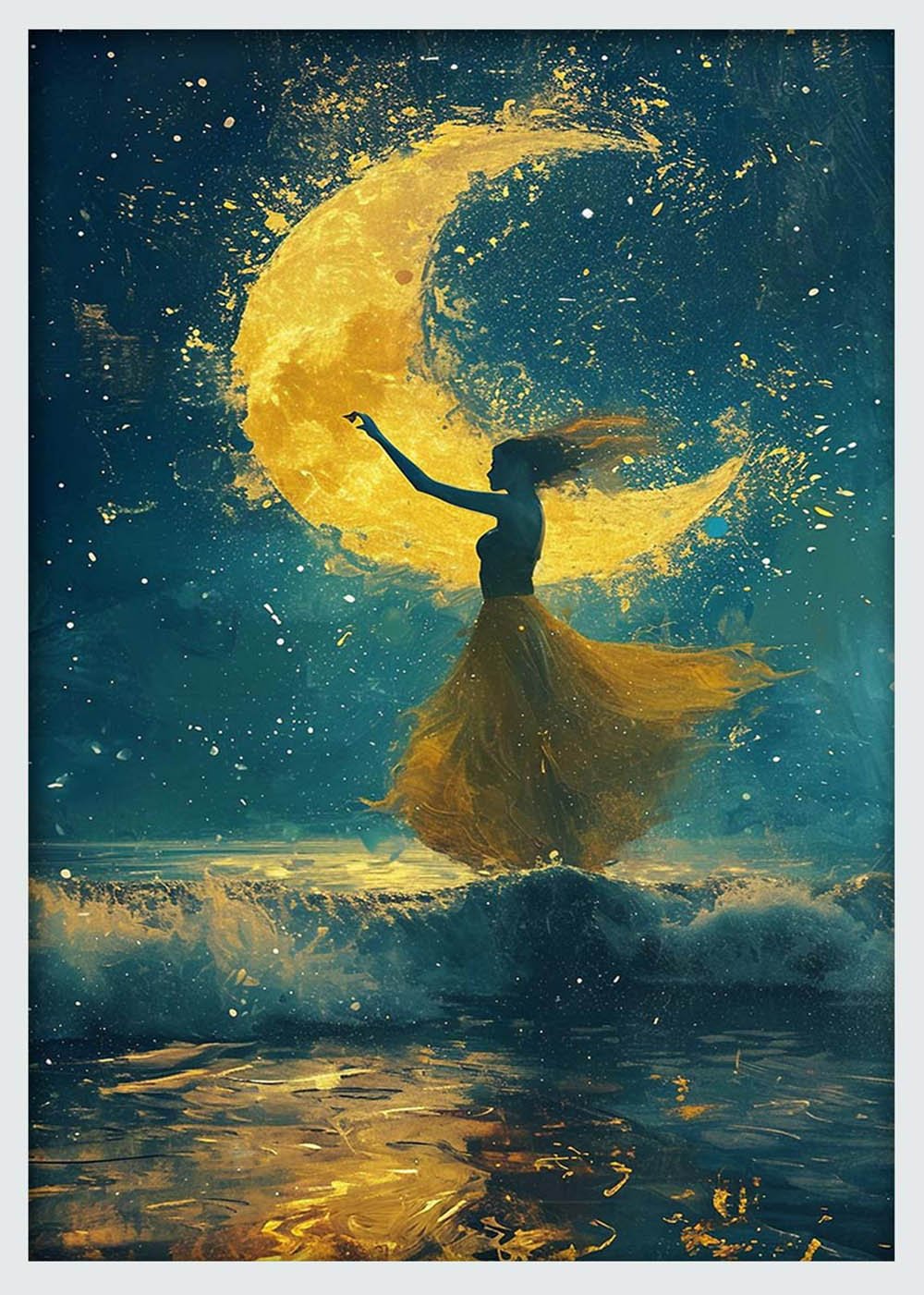 Dancing Under the Moon – Dreamy Fantasy Night Canvas Art & Poster Print – T1057 – AiPrintLab