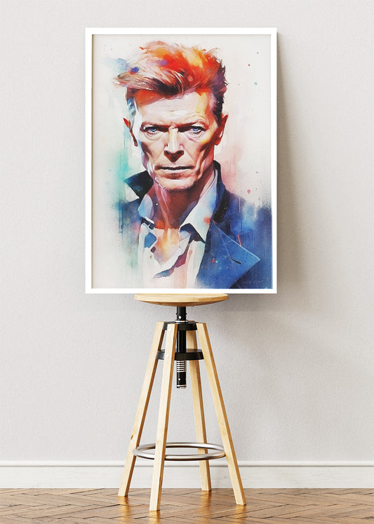 David Bowie Watercolor Portrait Wall Art Poster & Canvas Print