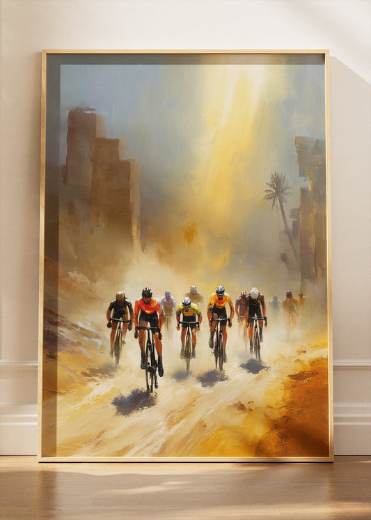 Desert City Cycling Poster & Canvas Art Print – Sunlit Endurance Ride