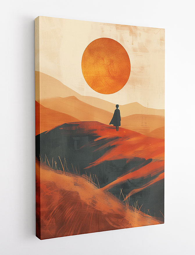 Desert Solitude – Minimalist Orange Landscape Canvas & Poster Art – T1232 – AiPrintLab