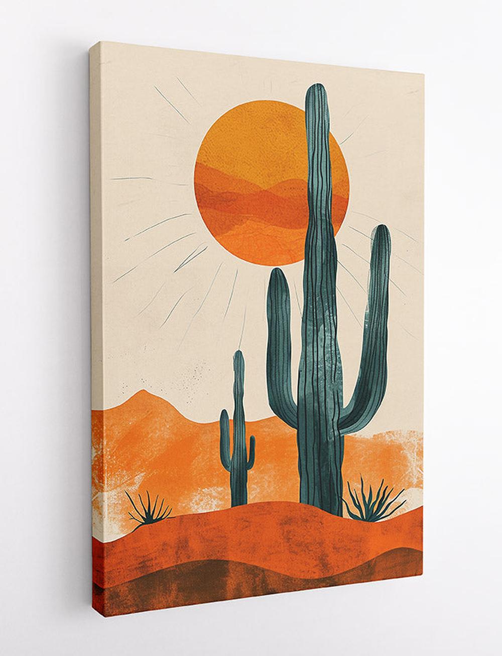 Desert Sunset Cactus Canvas Art & Poster – T621 – AiPrintLab