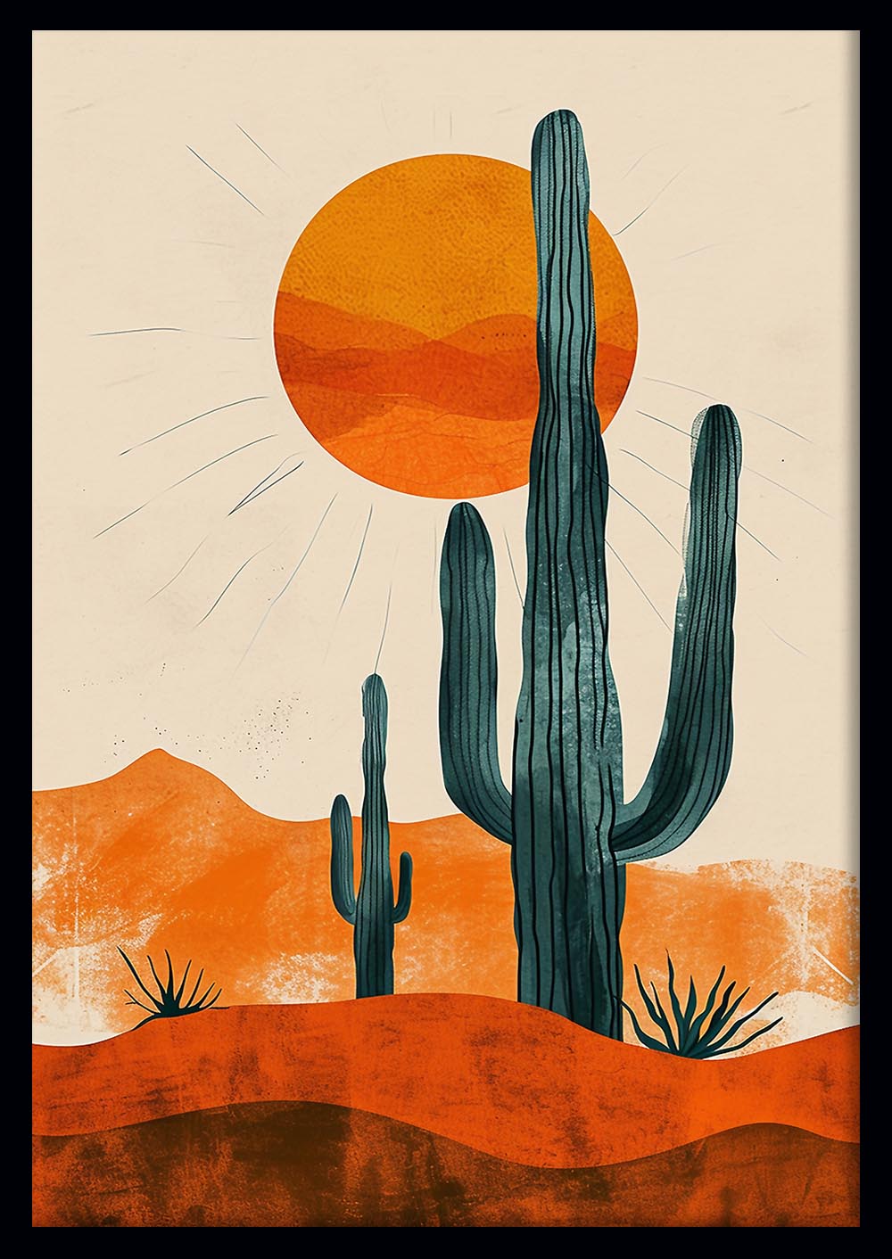 Desert Sunset Cactus Canvas Art & Poster – T621 – AiPrintLab