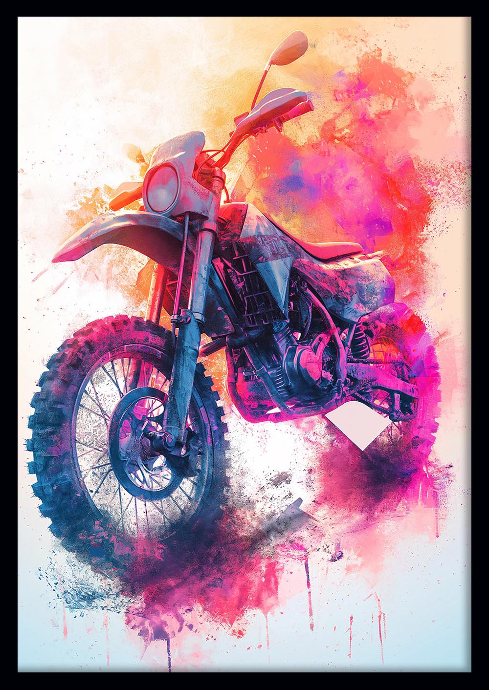 Dirt Bike Explosion – Vibrant Motocross Canvas & Poster Wall Art – T1263 – AiPrintLab