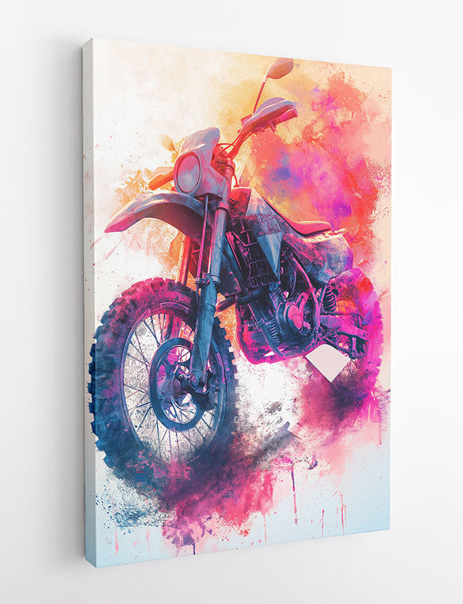 Dirt Bike Explosion – Vibrant Motocross Canvas & Poster Wall Art – T1263 – AiPrintLab