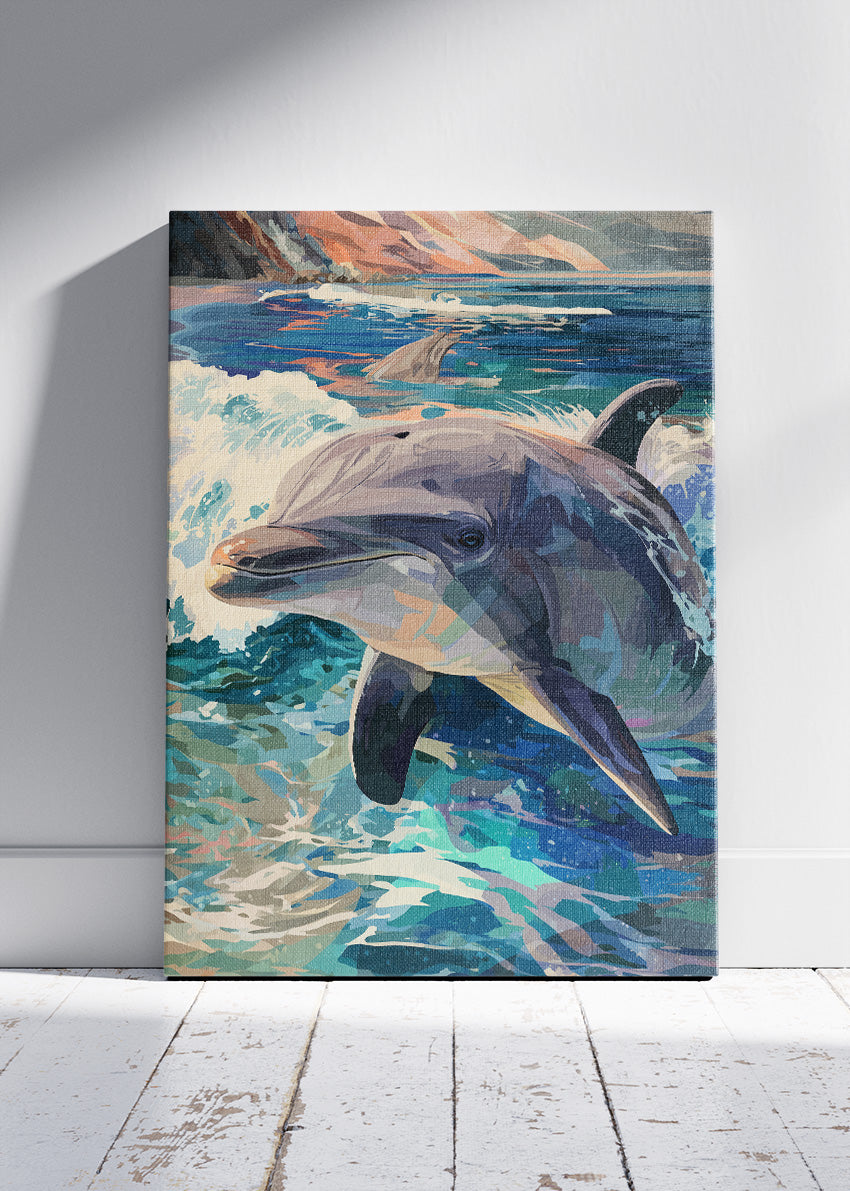 Dolphin Wall Art Print & Canvas – Modern Ocean Wildlife Artwork