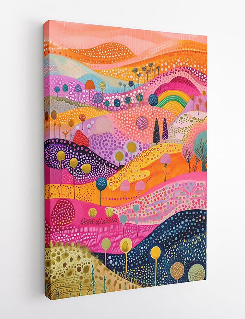 Dreamland Hills – Whimsical Rainbow Landscape Canvas & Poster Art – T817 – AiPrintLab